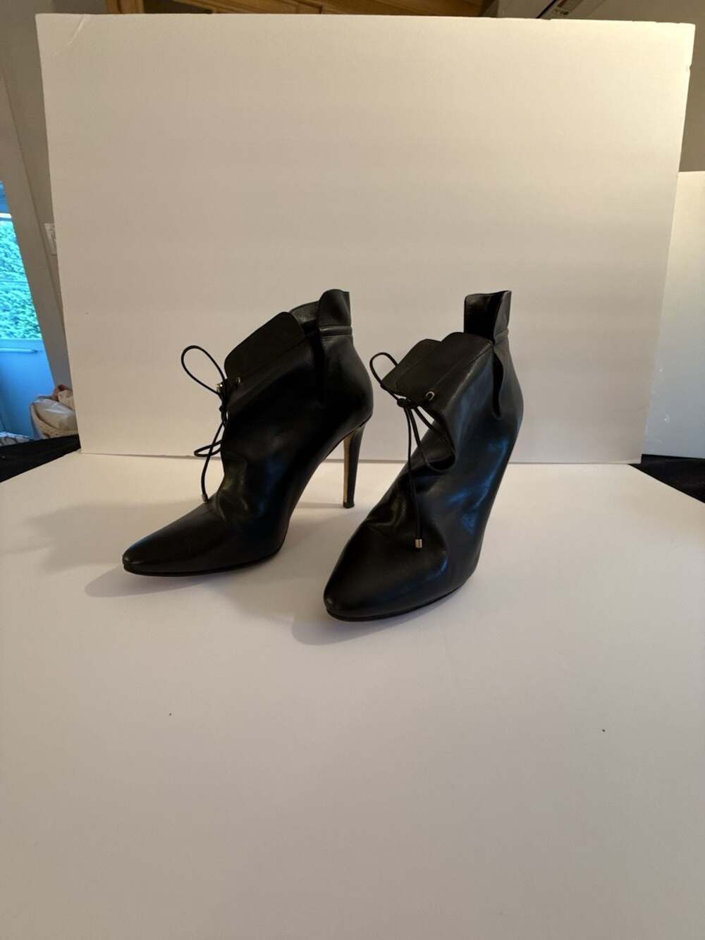 Jimmy Choo Black Leather Lace-Up Ankle Boots Size 38